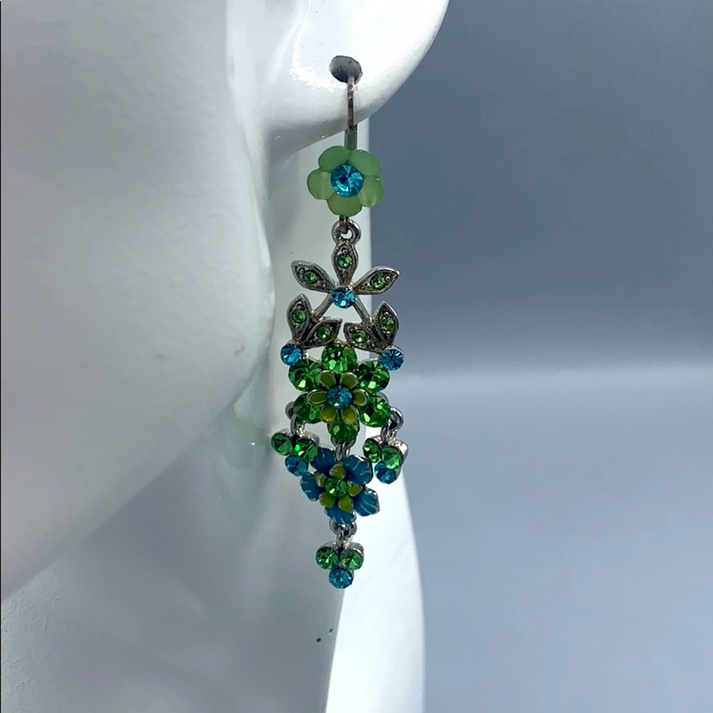 Enamel and crystal blue/green earrings.